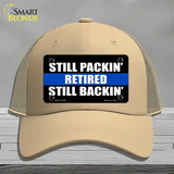 Still Packin Still Backin Police Line Novelty License Plate Hat Mesh / Khaki