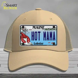 Hot Mama Maine Lobster Novelty License Plate Hat Mesh / Khaki