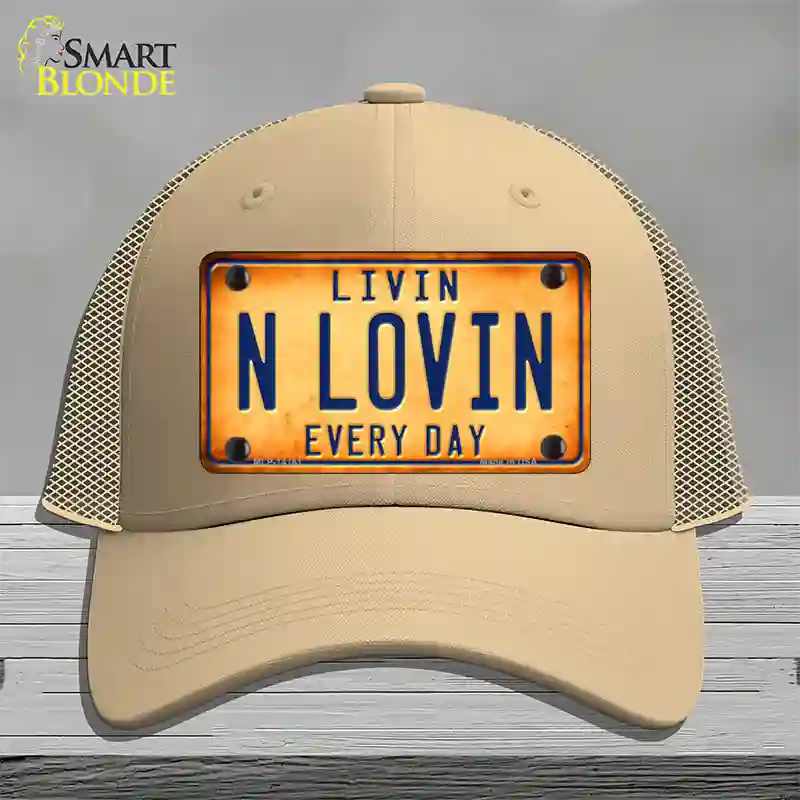 Livin N Lovin Everyday Novelty License Plate Hat Mesh / Khaki