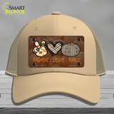 Peace Love Fall Novelty License Plate Hat Mesh / Khaki