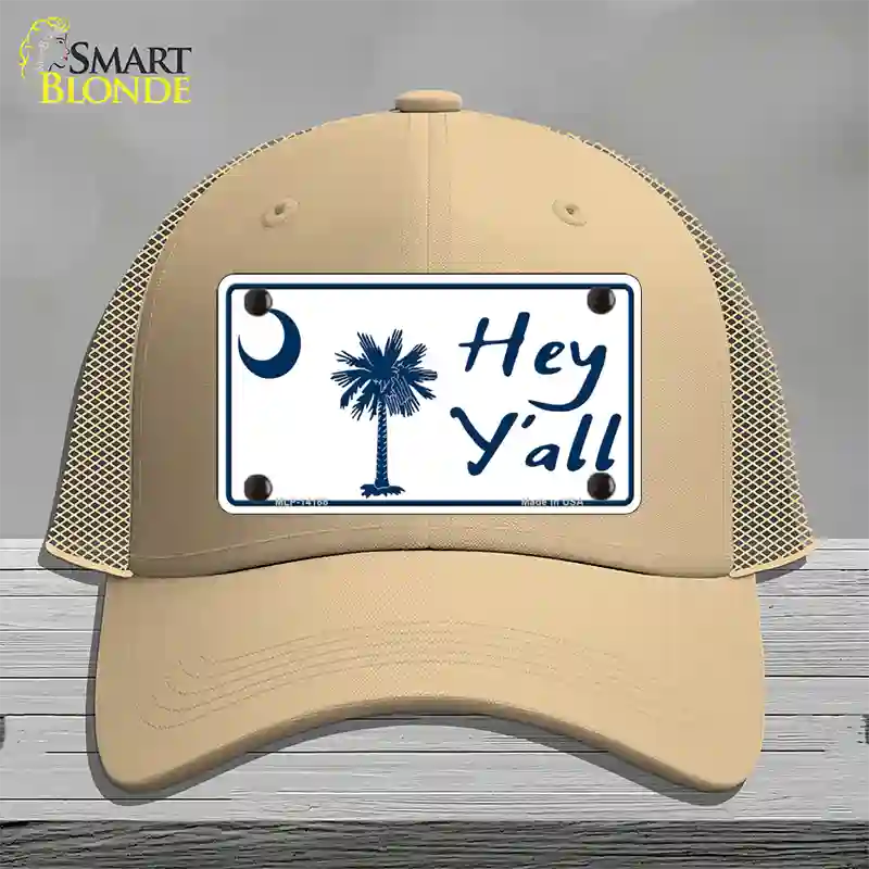 Hey Yall South Carolina Novelty License Plate Hat Mesh / Khaki