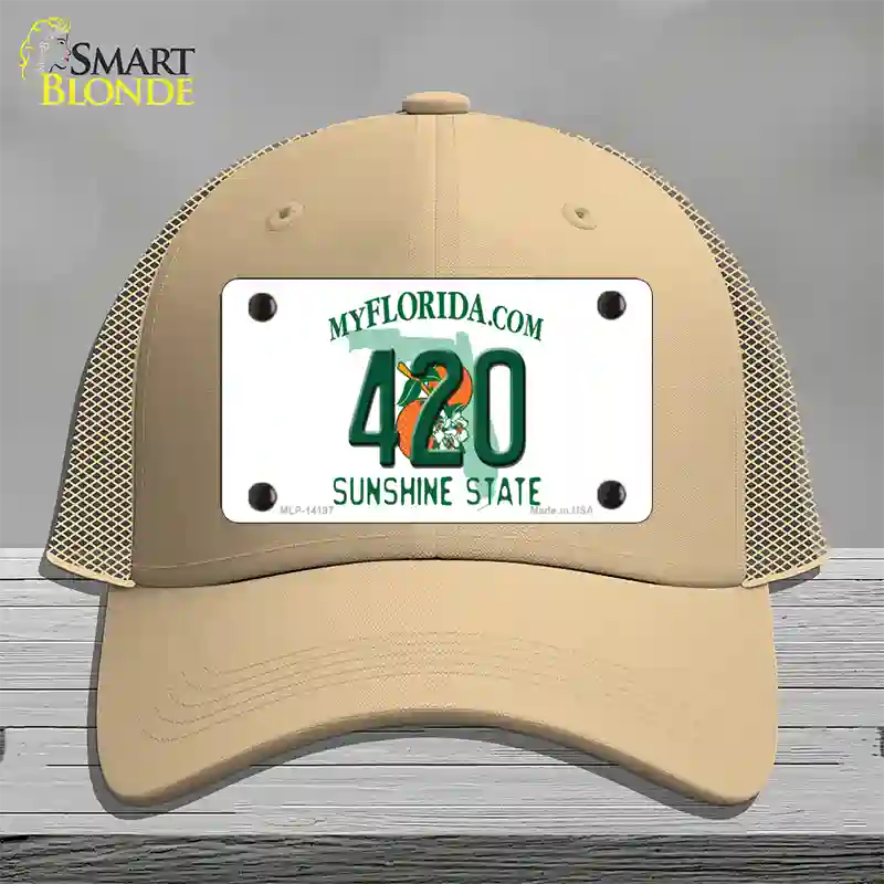 420 Florida Novelty License Plate Hat Mesh / Khaki