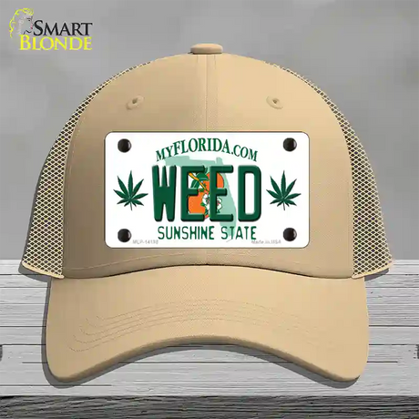 Weed Florida Novelty License Plate Hat Mesh / Khaki