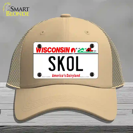 Skol Wisconsin Novelty License Plate Hat Mesh / Khaki