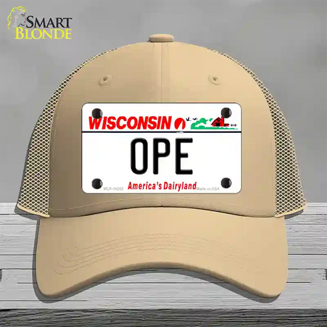 Ope Wisconsin Novelty License Plate Hat Mesh / Khaki