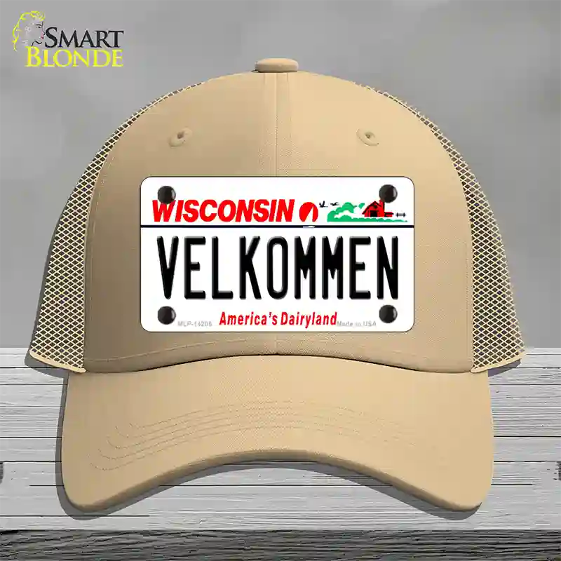 Velkommen Wisconsin Novelty License Plate Hat Mesh / Khaki