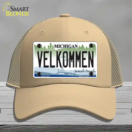 Velkommen Michigan Novelty License Plate Hat Mesh / Khaki