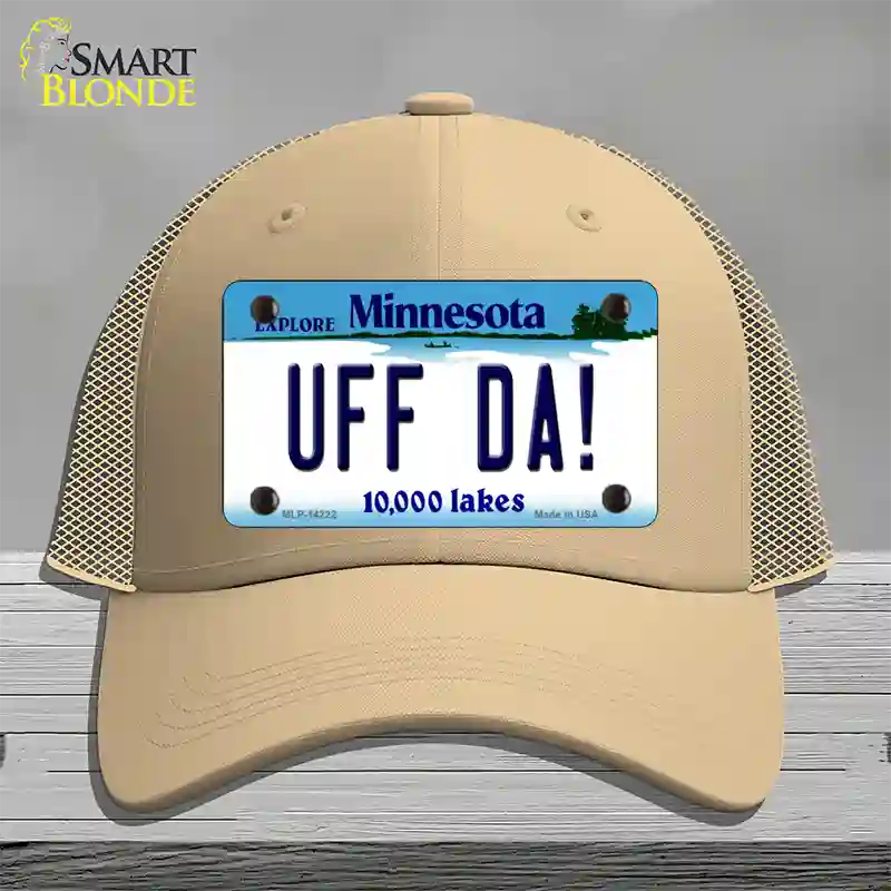 Uff Da Minnesota Novelty License Plate Hat Mesh / Khaki