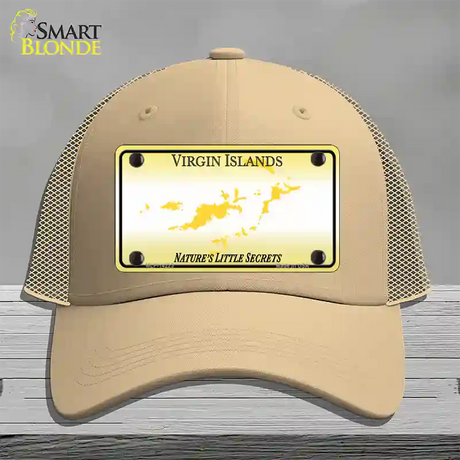 Virgin Islands Blank Novelty License Plate Hat Mesh / Khaki