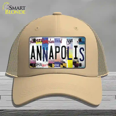 Annapolis Strip Art Novelty License Plate Hat Mesh / Khaki