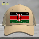 Kenya Flag Novelty License Plate Hat Mesh / Khaki