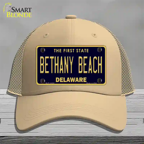 Bethany Beach Delaware Novelty License Plate Hat Mesh / Khaki