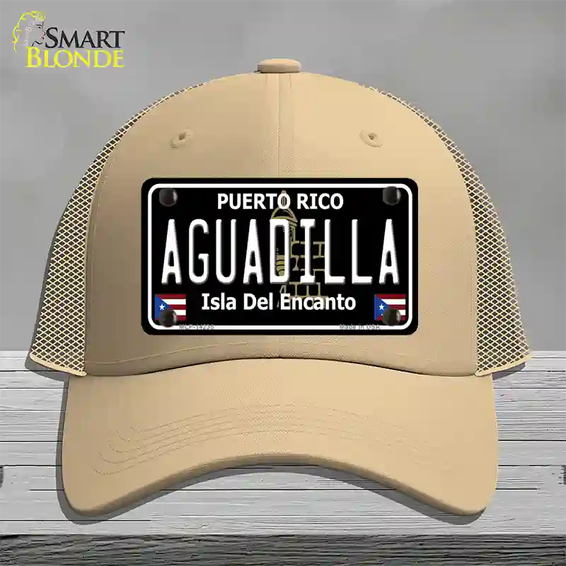 Aguadilla Puerto Rico Black Novelty License Plate Hat Mesh / Khaki