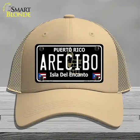 Arecibo Puerto Rico Black Novelty License Plate Hat Mesh / Khaki