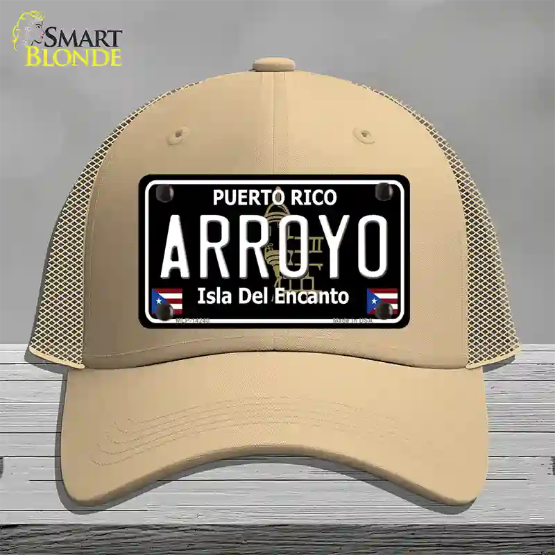 Arroyo Puerto Rico Black Novelty License Plate Hat Mesh / Khaki