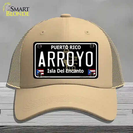 Arroyo Puerto Rico Black Novelty License Plate Hat Mesh / Khaki