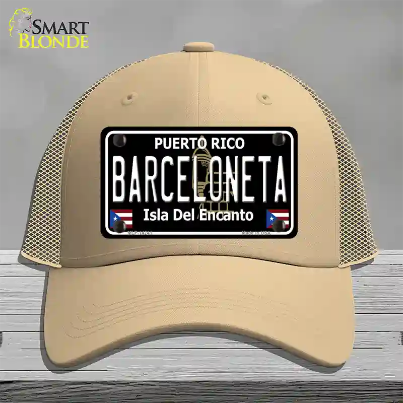 Barceloneta Puerto Rico Black Novelty License Plate Hat Mesh / Khaki