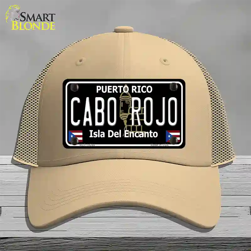 Cabo Rojo Puerto Rico Black Novelty License Plate Hat Mesh / Khaki