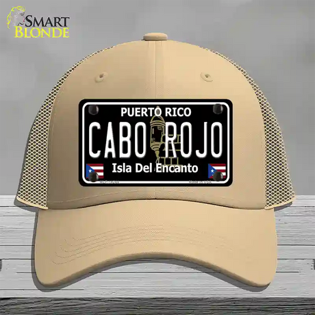 Cabo Rojo Puerto Rico Black Novelty License Plate Hat Mesh / Khaki