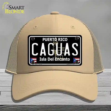 Caguas Puerto Rico Black Novelty License Plate Hat Mesh / Khaki