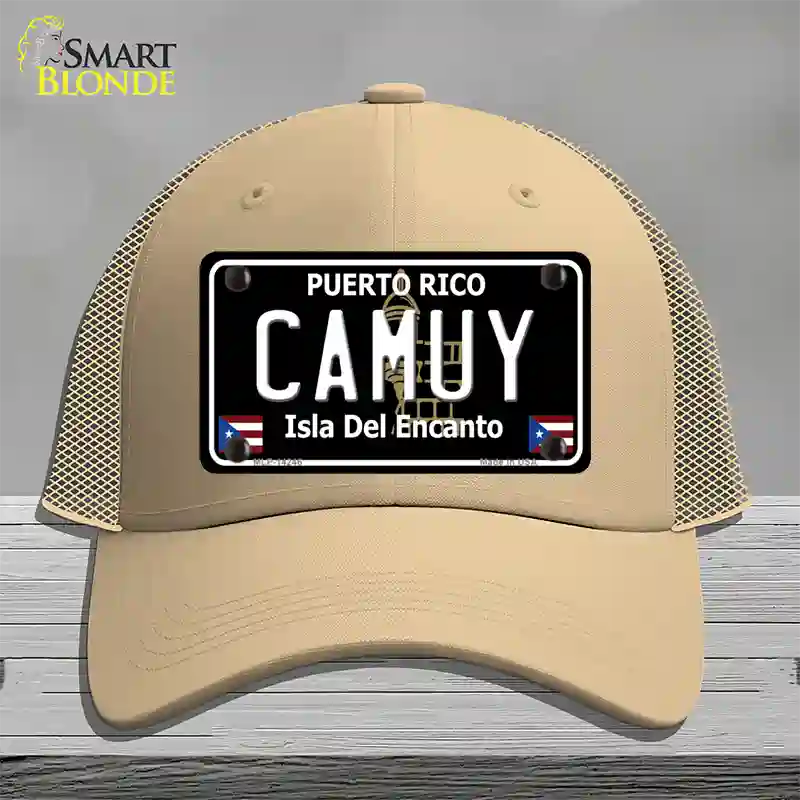 Camuy Puerto Rico Black Novelty License Plate Hat Mesh / Khaki