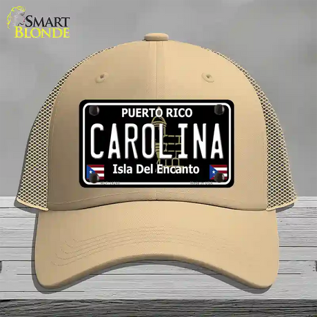 Carolina Puerto Rico Black Novelty License Plate Hat Mesh / Khaki