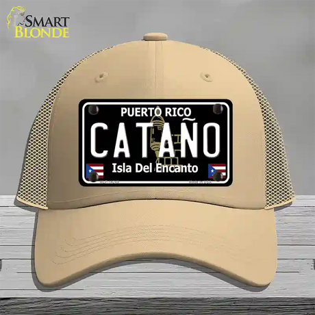 Catano Puerto Rico Black Novelty License Plate Hat Mesh / Khaki