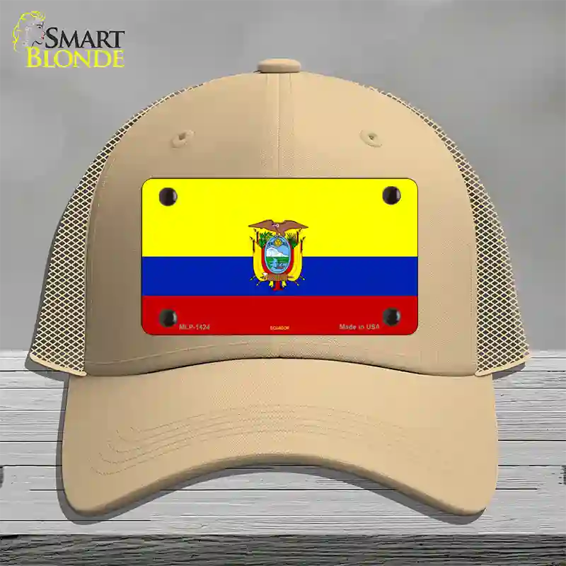 Ecuador Flag Novelty License Plate Hat Mesh / Khaki