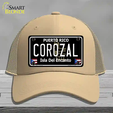 Corozal Puerto Rico Black Novelty License Plate Hat Mesh / Khaki