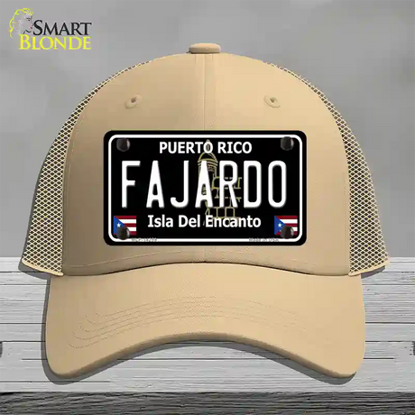 Fajardo Puerto Rico Black Novelty License Plate Hat Mesh / Khaki