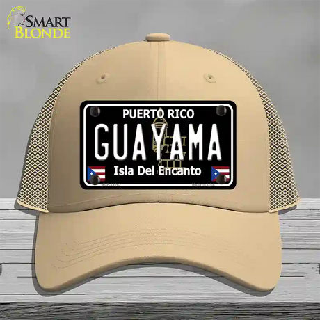 Guayama Puerto Rico Black Novelty License Plate Hat Mesh / Khaki