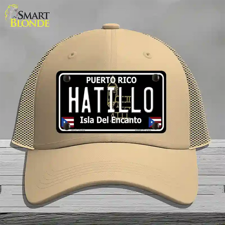 Hatillo Puerto Rico Black Novelty License Plate Hat Mesh / Khaki