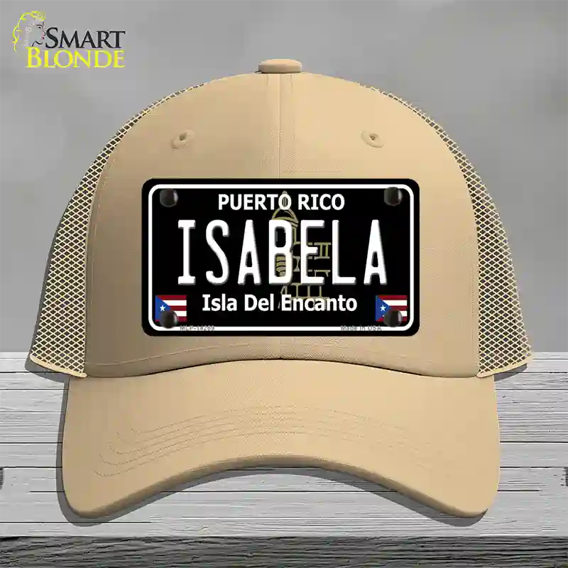 Isabela Puerto Rico Black Novelty License Plate Hat Mesh / Khaki