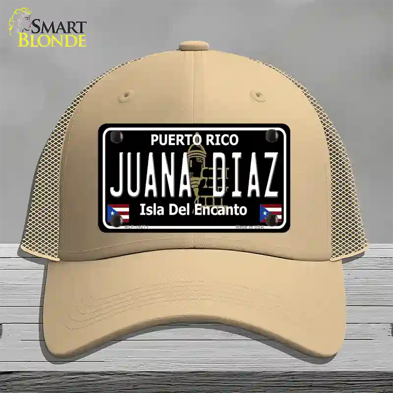 Juana Diaz Puerto Rico Black Novelty License Plate Hat Mesh / Khaki