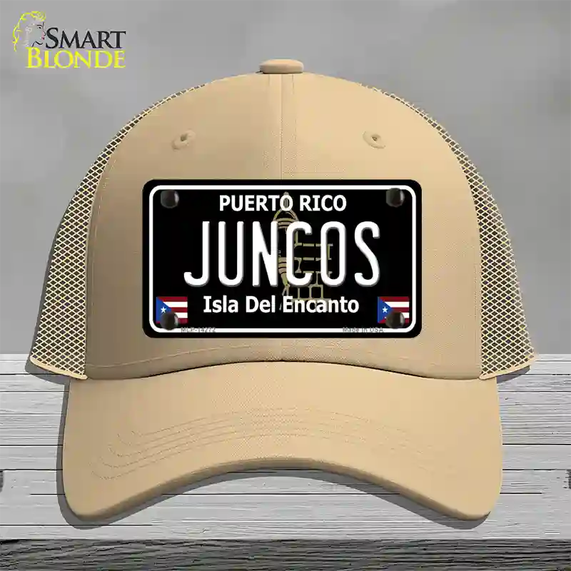 Juncos Puerto Rico Black Novelty License Plate Hat Mesh / Khaki