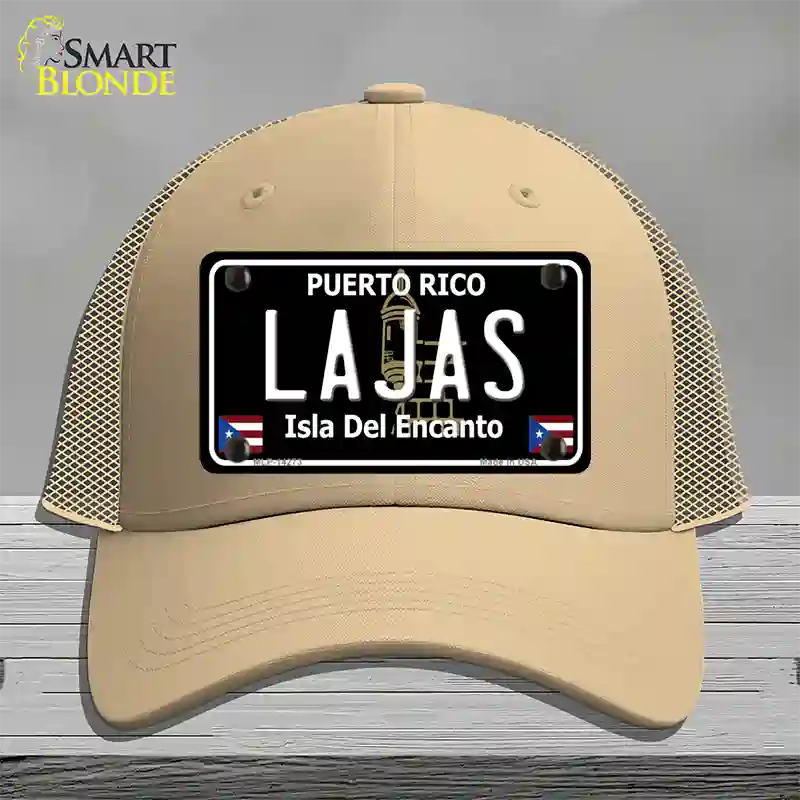 Lajas Puerto Rico Black Novelty License Plate Hat Mesh / Khaki