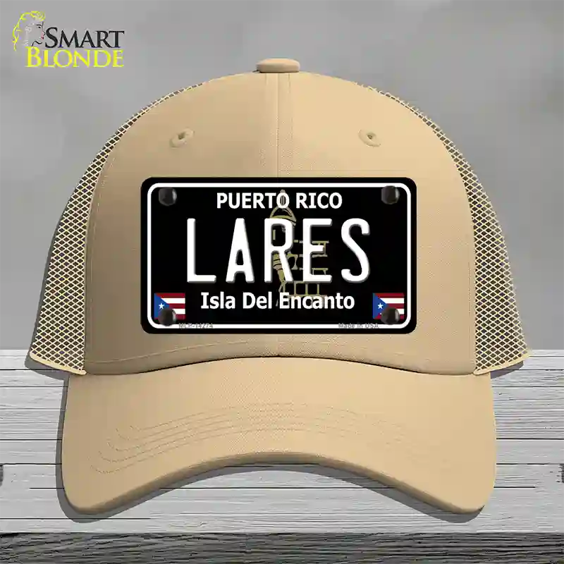 Lares Puerto Rico Black Novelty License Plate Hat Mesh / Khaki