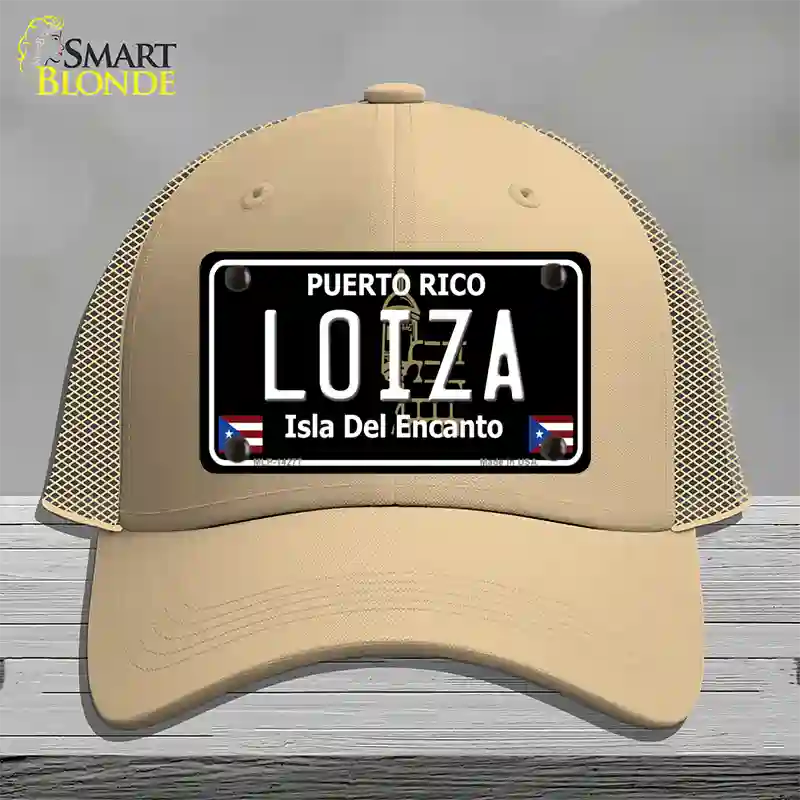 Loiza Puerto Rico Black Novelty License Plate Hat Mesh / Khaki