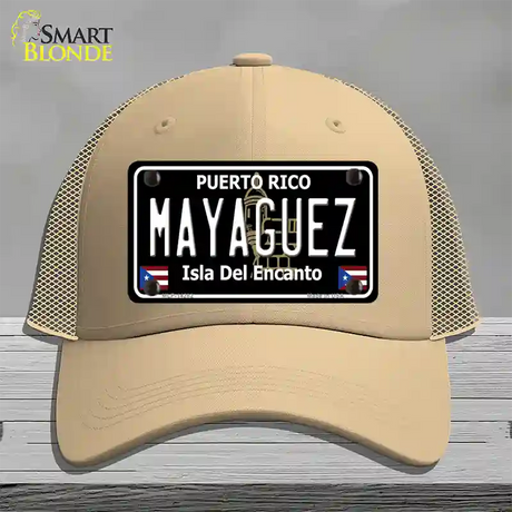 Mayaguez Puerto Rico Black Novelty License Plate Hat Mesh / Khaki