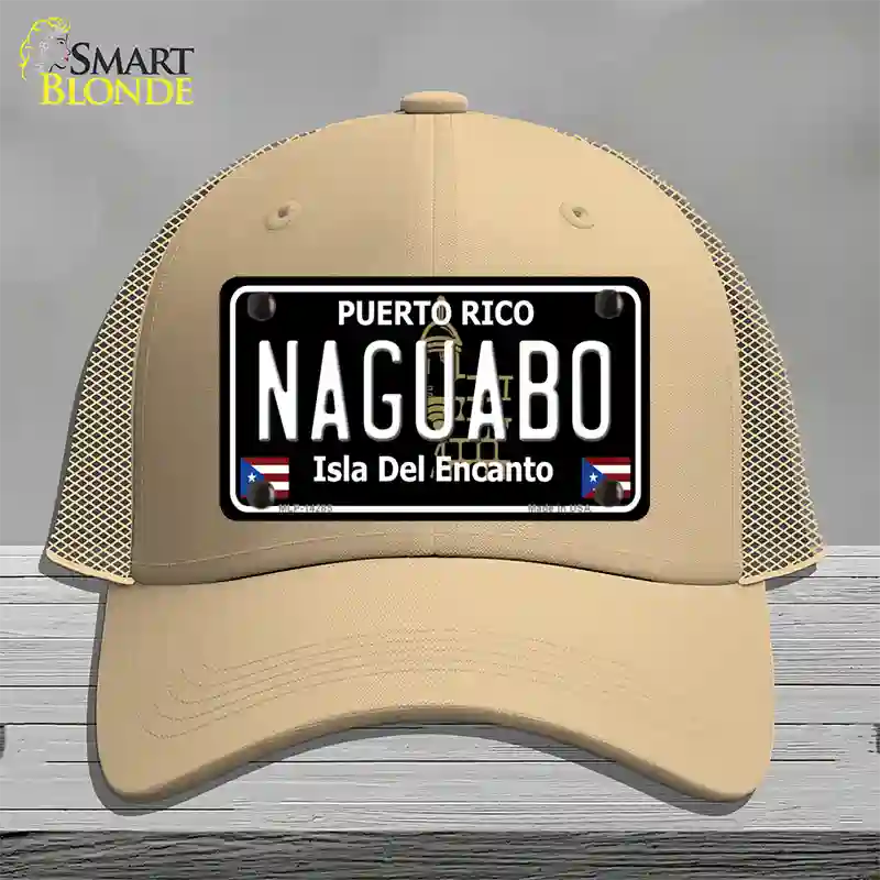 Naguabo Puerto Rico Black Novelty License Plate Hat Mesh / Khaki