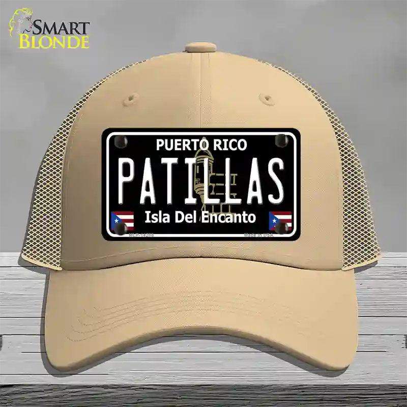 Patillas Puerto Rico Black Novelty License Plate Hat Mesh / Khaki