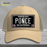 Ponce Puerto Rico Black Novelty License Plate Hat Mesh / Khaki