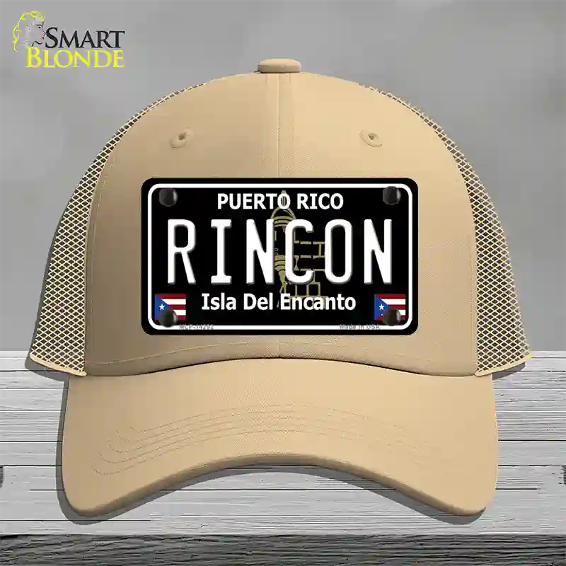 Rincon Puerto Rico Black Novelty License Plate Hat Mesh / Khaki