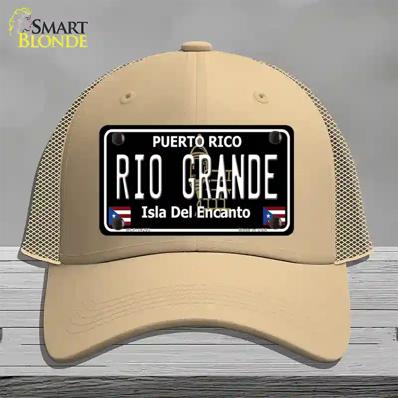 Rio Grande Puerto Rico Black Novelty License Plate Hat Mesh / Khaki