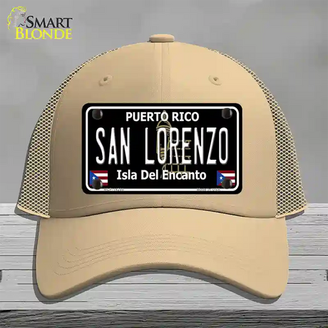 San Lorenzo Puerto Rico Black Novelty License Plate Hat Mesh / Khaki