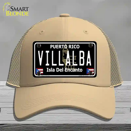 Villalba Puerto Rico Black Novelty License Plate Hat Mesh / Khaki