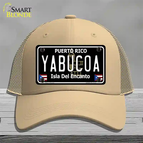 Yabucoa Puerto Rico Black Novelty License Plate Hat Mesh / Khaki