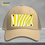 Yellow White Zebra Novelty License Plate Hat Mesh / Khaki