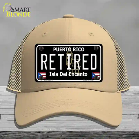 Retired Puerto Rico Black Novelty License Plate Hat Mesh / Khaki