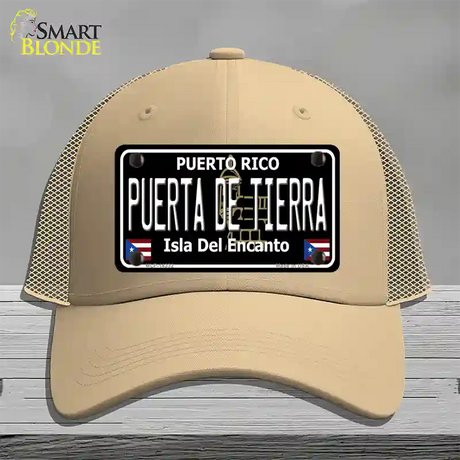 Puerta De Tierra Puerto Rico Black Novelty License Plate Hat Mesh / Khaki